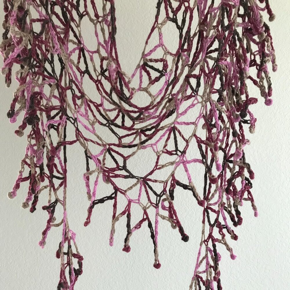 NEW Handmade, 100% Pure New Wool, Allure Wavy V Scarf, 8'L & 2'D